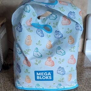 Mega Bloks Kids Tote Bag with Blue Multi-Color Brick Print